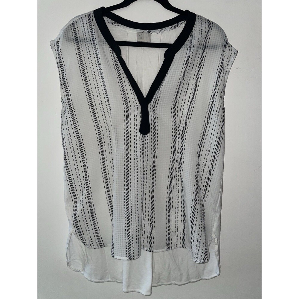 Anthropologie‎ Women's Postmark Black & White High-Low Hem Sleeveless Top Size L